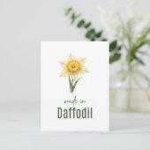 March Daffodil Birth Flower Wall Art Watercolor ポストカード (スタンド正面)