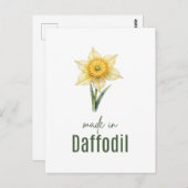 March Daffodil Birth Flower Wall Art Watercolor ポストカード (正面/裏面)