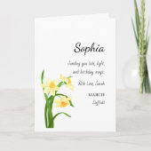 March Daffodil Personalized Birthday カード (正面)