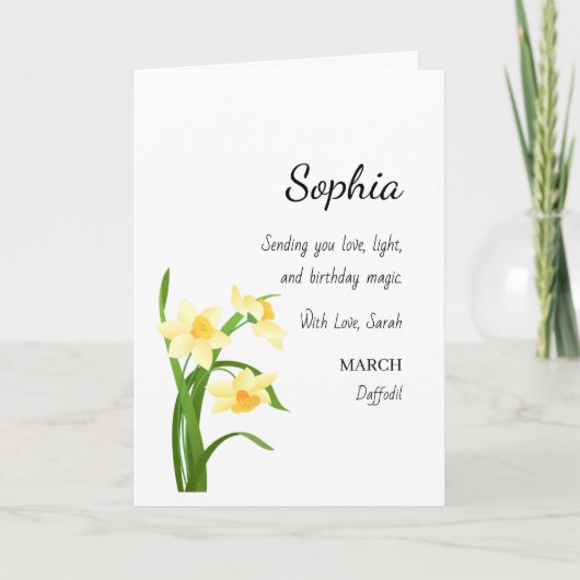March Daffodil Personalized Birthday カード (正面)