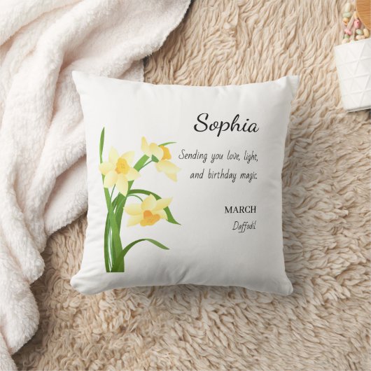 March Daffodil Personalized Birthday クッション (ブランケット)