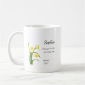 March Daffodil Personalized Birthday コーヒーマグカップ (左)