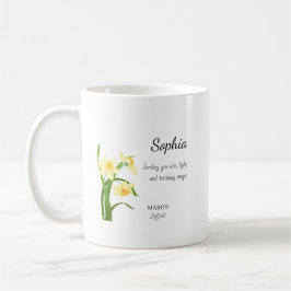 March Daffodil Personalized Birthday コーヒーマグカップ