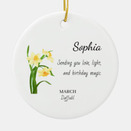 March Daffodil Personalized Birthday セラミックオーナメント