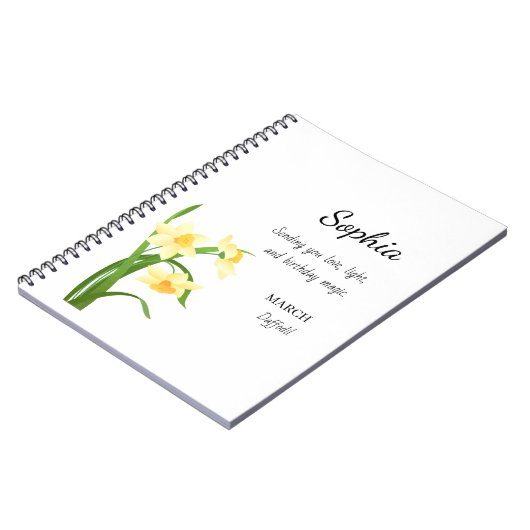 March Daffodil Personalized Birthday ノートブック (左側)