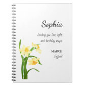 March Daffodil Personalized Birthday ノートブック (正面)