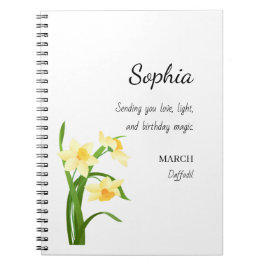 March Daffodil Personalized Birthday ノートブック