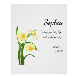 March Daffodil Personalized Birthday ポスター
