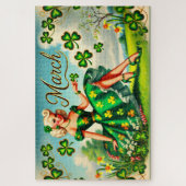 March Retro Pin-Up Girl St. Patrick's Day ジグソーパズル (縦)