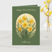 March Sunshine The Joyful Daffodil Birthflower カード (黄色い花)