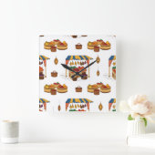 Marché marocain & Fruits Motif スクエア壁時計 (ホーム)