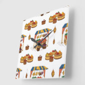 Marché marocain & Fruits Motif スクエア壁時計 (傾斜)