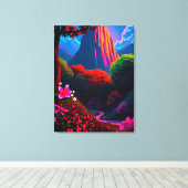 Märchenhafter Wanderpfad durch blühende Berglandsc キャンバスプリント (インサイチュ (ウッドフロア))