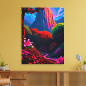 Märchenhafter Wanderpfad durch blühende Berglandsc キャンバスプリント (インサイチュ (リビング))