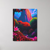 Märchenhafter Wanderpfad durch blühende Berglandsc キャンバスプリント (正面)