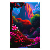 Märchenhafter Wanderpfad durch blühende Berglandsc フォトプリント (正面)