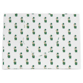 Marching Band Bunny Trombone Green Gold Pattern ラージペーパーバッグ (正面)