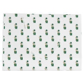 Marching Band Bunny Trombone Green Gold Pattern ラージペーパーバッグ (裏面)