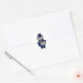 Marching Band Cat Drum Navy Blue Gold ラウンドシール (封筒)