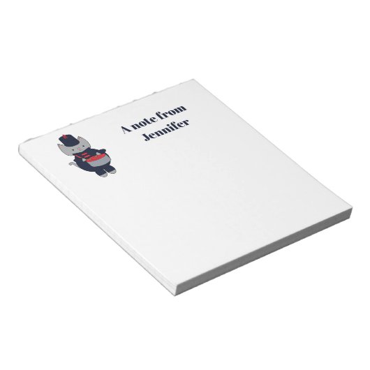 Marching Band Cat Drum Navy Blue Red Personalize ノートパッド (アングル)