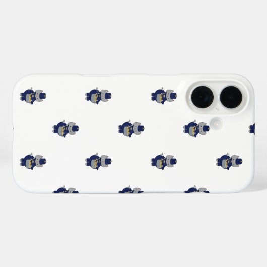 Marching Band Cat Drummer Navy Blue Gold Pattern Case-Mate iPhoneケース (裏面 (横))