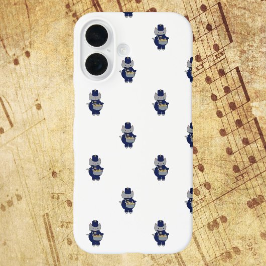 Marching Band Cat Drummer Navy Blue Gold Pattern Case-Mate iPhoneケース