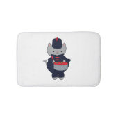 Marching Band Cat Drummer Navy Blue Red バスマット (正面)