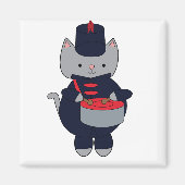 Marching Band Cat Drummer Navy Blue Red マグネット (正面)