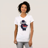 Marching Band Cat Navy Blue Red Tシャツ (正面フル)