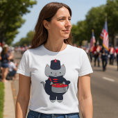 Marching Band Cat Navy Blue Red Tシャツ