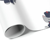 Marching Band Cat Snare Drum Navy Blue Red Pattern ラッピングペーパー (ロールコーナー)