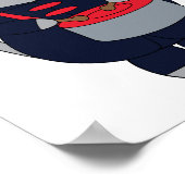 Marching Band Cat Snare Drum Red Navy Blue ポスター (角)