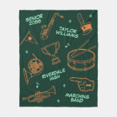 Marching Band Doodle Drawing Senior Night フリースブランケット (正面)