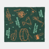 Marching Band Doodle Drawing Senior Night フリースブランケット (正面(横))