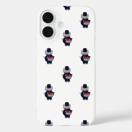 Marching Band Drummer Cat Navy Blue Red Pattern Case-Mate iPhoneケース (裏面)