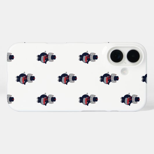 Marching Band Drummer Cat Navy Blue Red Pattern Case-Mate iPhoneケース (裏面 (横))