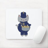Marching Band Drummer Gray Cat Navy Blue Gold マウスパッド (マウス)