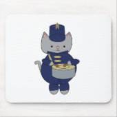 Marching Band Drummer Gray Cat Navy Blue Gold マウスパッド (正面)