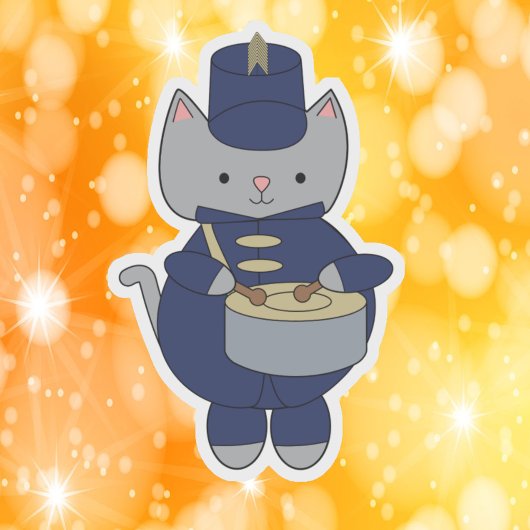 Marching Band Gray Cat Drum Navy Blue Gold シール