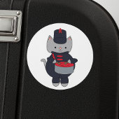 Marching Band Gray Cat Drum Navy Blue Red ラウンドシール