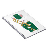 Marching Band Rabbit with Trombone in Green Gold ノートブック (右側)