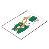 Marching Band Rabbit with Trombone in Green Gold ノートブック (左側)