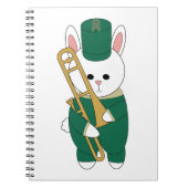 Marching Band Rabbit with Trombone in Green Gold ノートブック (正面)