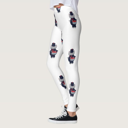 Marching Band Snare Drum Navy Blue Red レギンス (左)