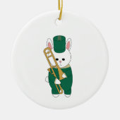 Marching Bunny Trombone Green Gold Personalize セラミックオーナメント (正面)