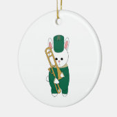 Marching Bunny Trombone Green Gold Personalize セラミックオーナメント (左)