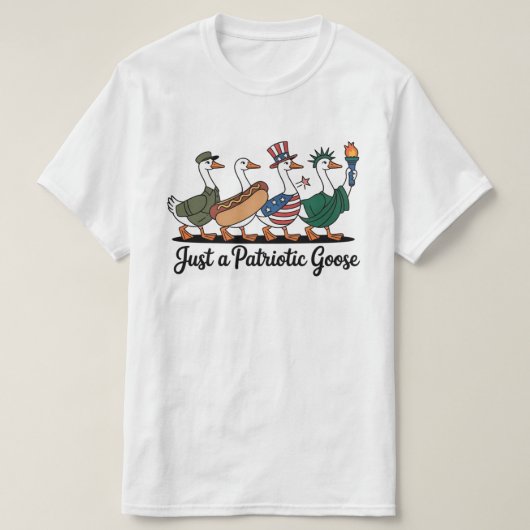 Marching Patriotic Geese T-Shirt Funny 4th of July Tシャツ (デザイン正面)