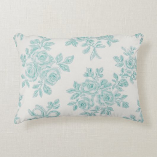 Marcie and Lou Green Floral Vintage アクセントクッション (正面)