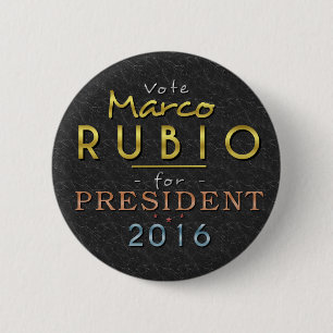 Marcoルビオの大統領2016年金ゴールドの黒い上品 缶バッジ