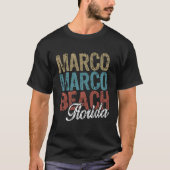 MARCO BEACH Florida HIBISCUS & SCRIPT Three Tone P Tシャツ (正面)